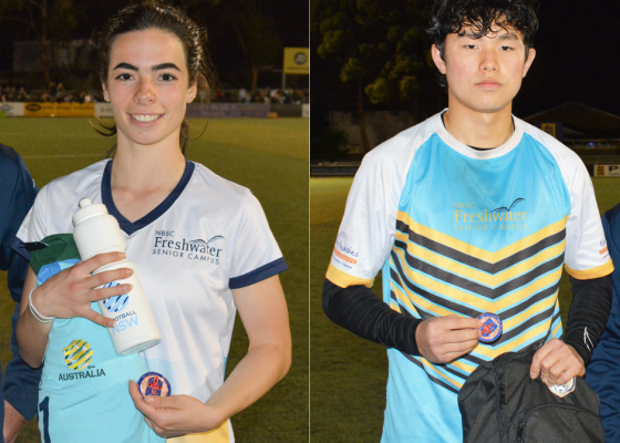 Manly United Youth League players Ruby Vernon and Harry Jung were named Player of the Series for the 2023 NSW CHS State Knockout competition. Images courtesy NSW Combined High Schools Football (https://nswschoolsfootball.org.au/)